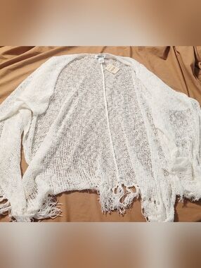 White Coldwater Creek Open Weave Wrap One Size NWT Cotton Blend Shawl